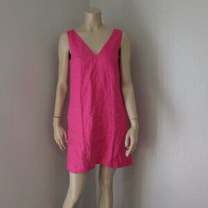 J. CREW Pink Linen XS Pockets Lined Sleeveless Side Zip Mini Dress